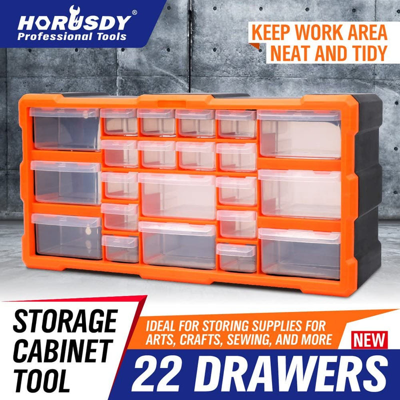HORUSDY 22 Drawers Parts Storage Cabinet Tool Box Bin Chest Case Plastic Organizer Toolbox with Dividers in Drawers