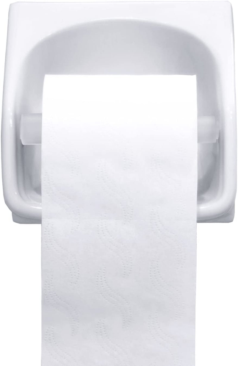 Shappy Toilet Paper Holder Roller White Plastic Spring Loaded（2 Pack）