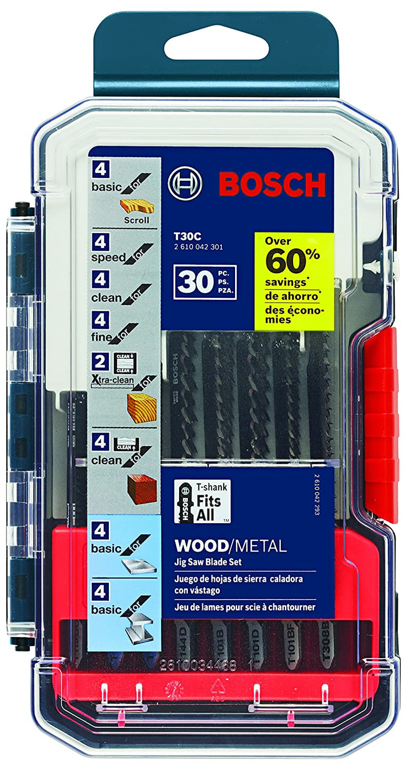 Bosch T30C 30-Piece T-Shank Wood and Metal Cutting Jig Saw Blade Set