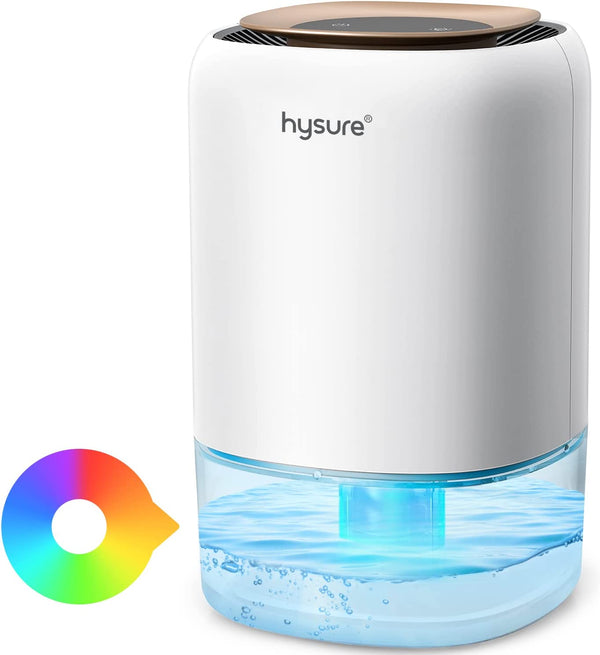 Hysure 1400Ml Electric Dehumidifier for Home Damp with 7 Colorful Lights, Portable Small Dehumidifier for Bathroom Wardrobe Closet RV Bedroom Garage