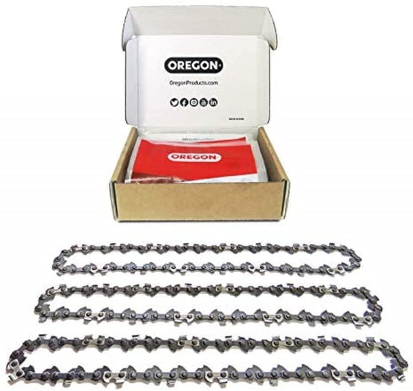 Oregon 91P 3-Pack Chainsaw Chain for 16-Inch (40 Cm) Bar -57 Drive Links – Low-Kickback Chain Fits Titan, Gardenline, Black & Decker and More (91P057X3)