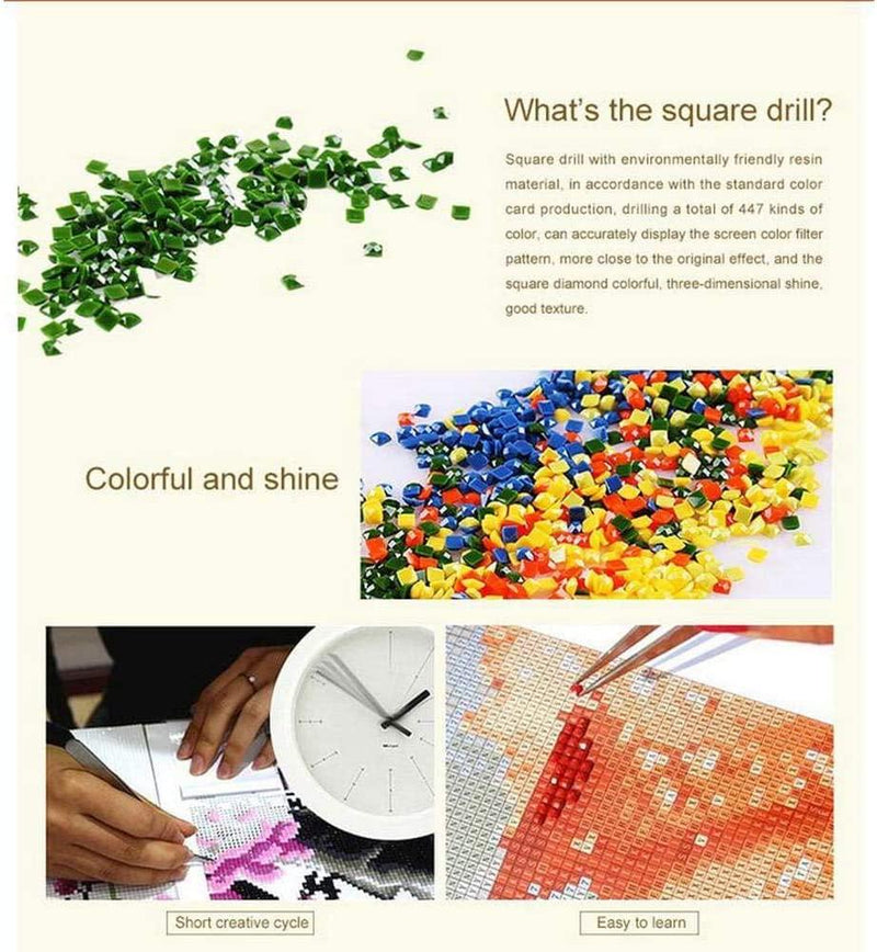 DIY 5D Full Square Diamond Painting Kits Crystal Art Kits Clock