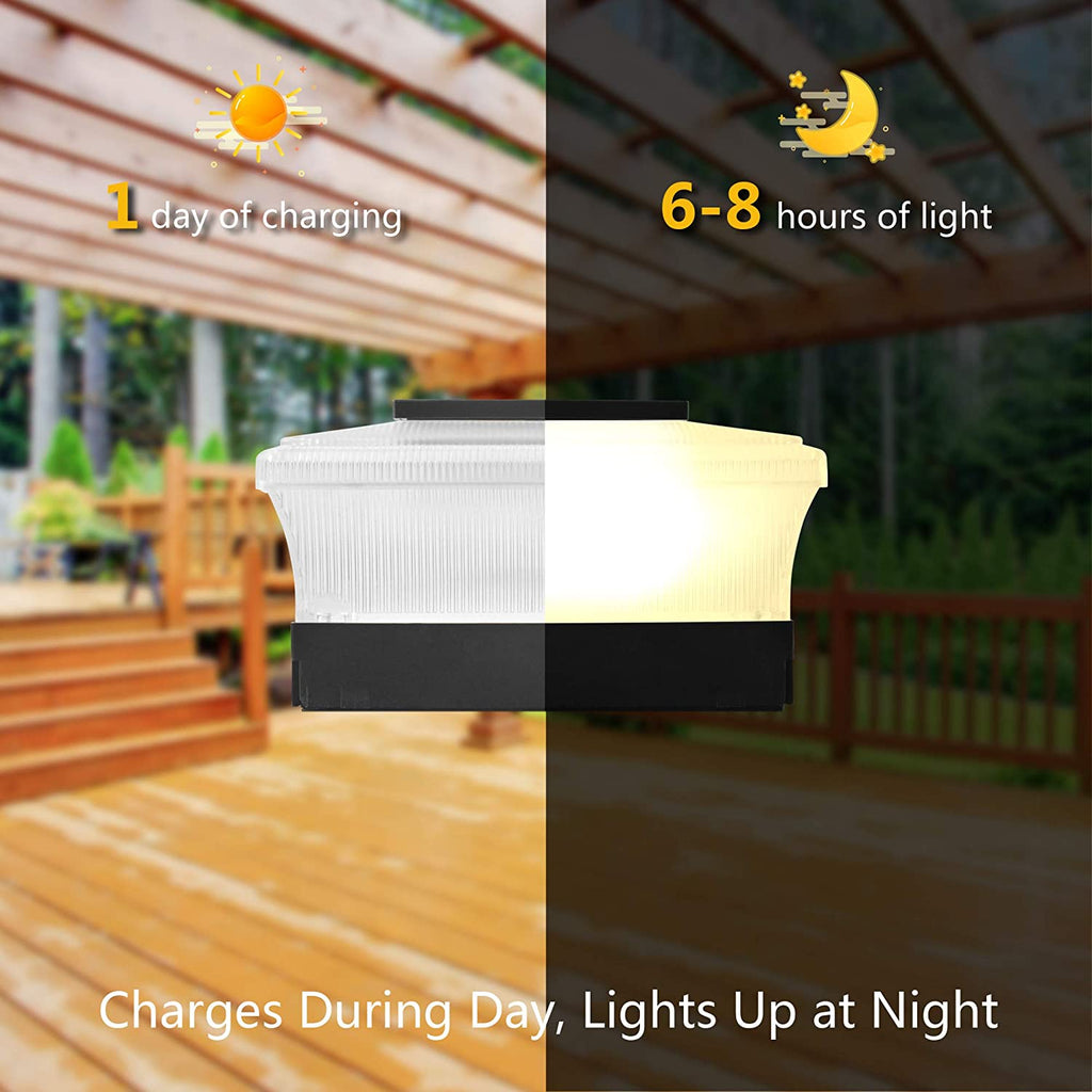 Davinci Lighting Flexfit Solar Outdoor Post Cap Lights - Includes Bases for  4x4 5x5 6x6 Wooden Posts - Bright LED Light - Slate Black (1 Pack) 
