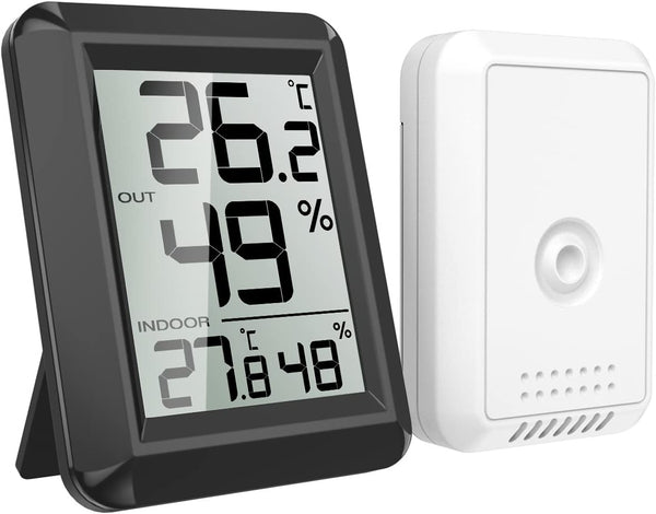 AMIR Indoor Outdoor Thermometer, Digital Hygrometer, Humidity Monitor Wireless with LCD Display, Room Thermometer and Humidity Gauge for Home, Office Etc (Specification 1)