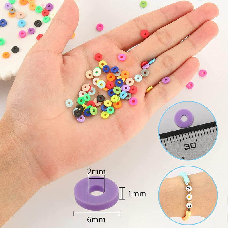 4000pcs Clay Beads For Jewelry Bracelet Making Kit 6mm 24 Colors Flat  Polymer