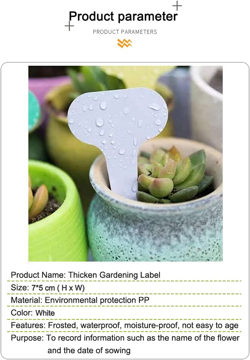 100 Pcs Plastic Plant Label New T-Type Tags Reusable Nursery Garden Plant Marker White Waterproof Plant Markers