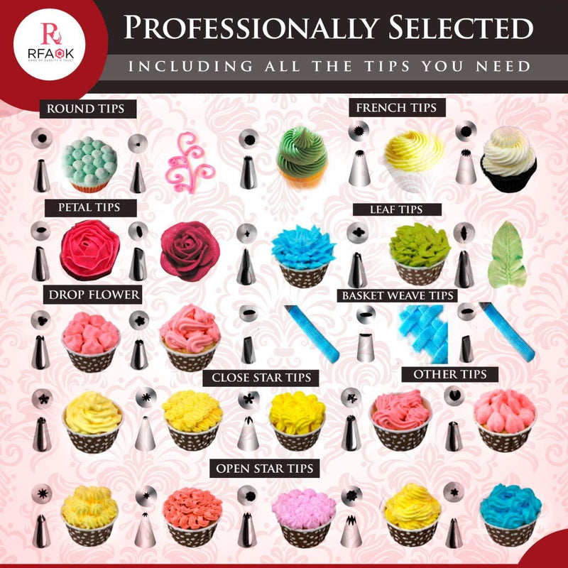 44 PCS Cake Decorating Kit Piping Tips and Bags Set 36 Numbered Frosting  Icing Tips with Pattern Chart Cookie Cupcake Decorating Tools with Reusable  Bags : Amazon.co.uk: Home & Kitchen