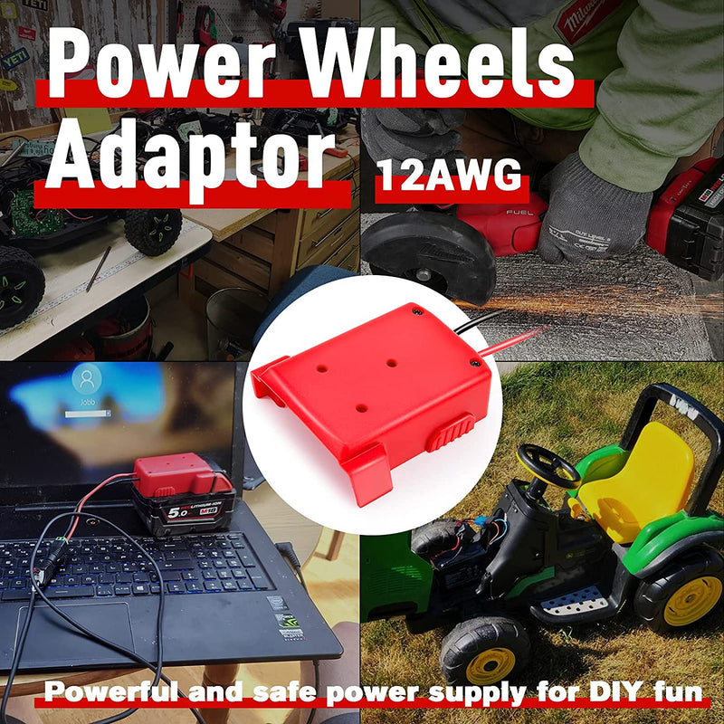 For Power Wheels Adapter for Milwaukee M18 Battery 18V Dock Power Connector for Milwaukee Tools M18 RC Toy Truck 12 Gauge Robotics