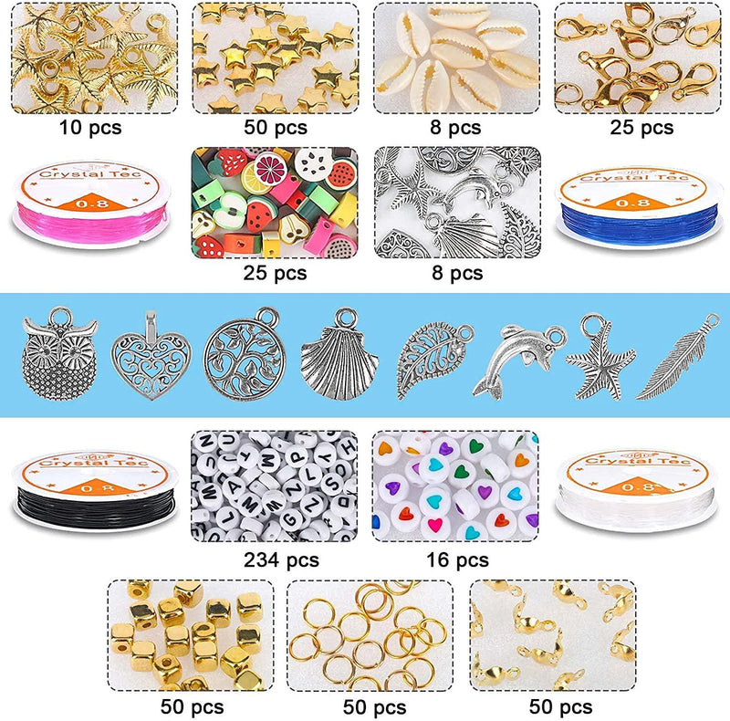 6950Pcs Clay Beads for Bracelet Making Kits 28 Color Flat Round Polymer Clay  Beads 6mm Heishi Clay Beads with Charms Kit and Elastic Strings for Jewelry  Making …