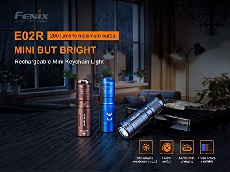 Fenix E02R 200 Lumen Rechargeable Keychain Torch (Fenix LR80R)