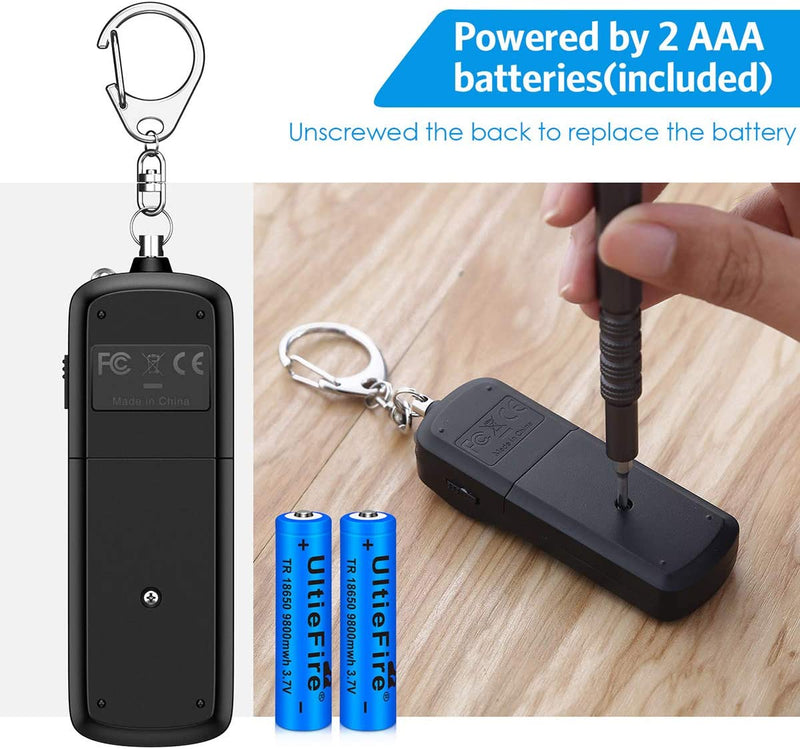 Safe Sound Personal Alarm Keychain for Women Protection - AMIR Safety Siren Keychain Loud Alarm - Personal Alert Device with LED Light - 130 Db Emergency Security Alert Key Chain Whistle, Black