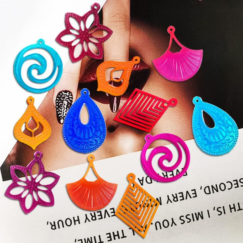 6 Set Earring Resin Molds, AIFUDA Resin Molds Silicone Resin Jewelry Epoxy Resin Earring Mold DIY Pendant Molds with Ear Hooks Jump Ring Earring Back