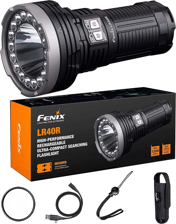Fenix LR40R 12000 Lumen Rechargeable Flashlight with 773M Beam – IP68 Waterproof Led Torch, 9 Modes Tactical Flashlight for Searching or Rescuing