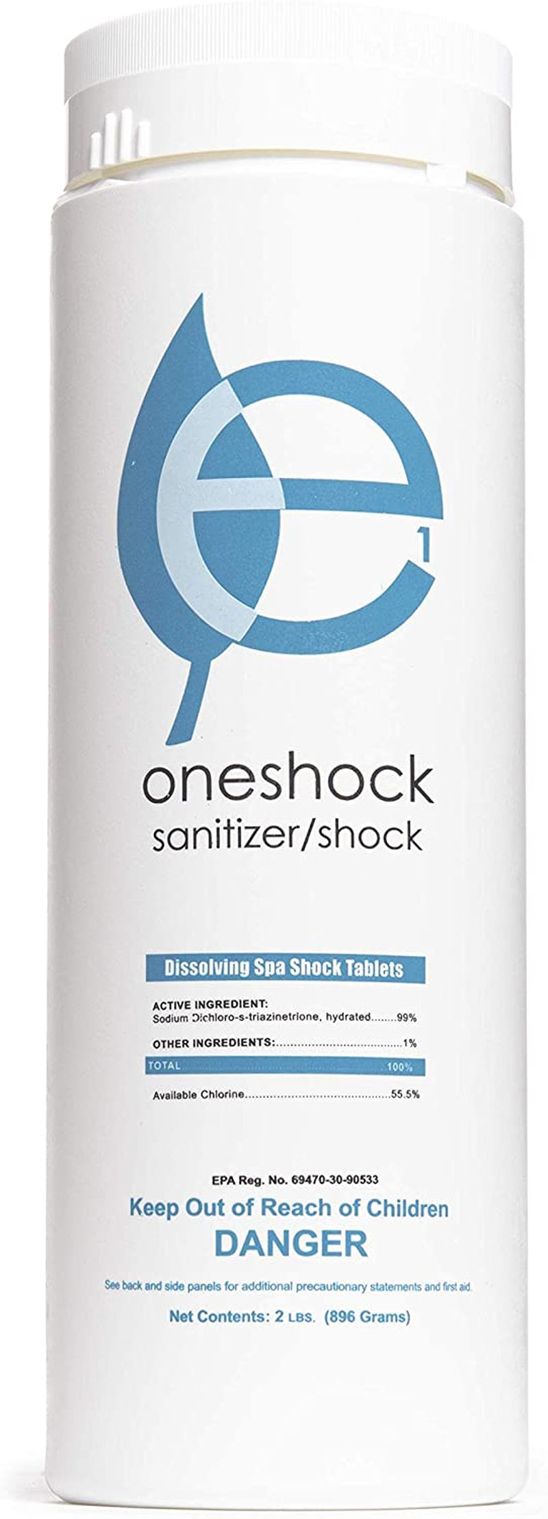 Ecoone | Oneshock Spa & Swimming Pool Tablets | Self-Dissolving, Pre-Measured Chlorine Shock & Sanitizer Combo | Clean, Clear & Bacteria Free Water | Swim-Safe Enzymes | Pool Maintenance | 64 Tabs