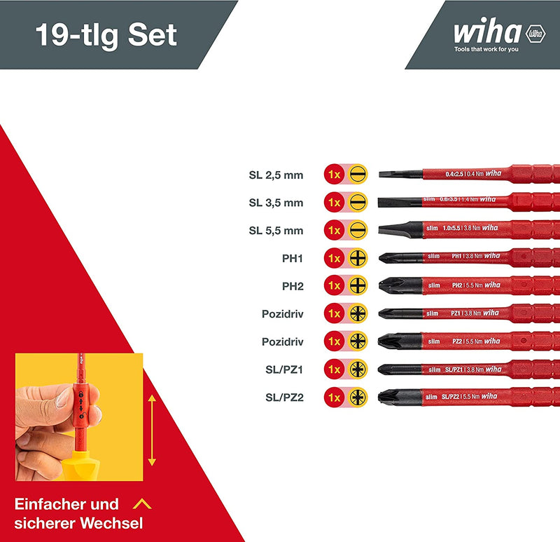 Wiha 2872T13 Torquevario-S Electric 0,8-5,0 Nm, Multi-Colour, Set of 13 Piece