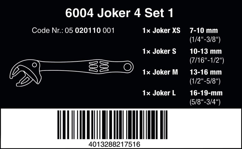 Wera 6004 Joker Self-Setting Spanner 4-Pieces Set