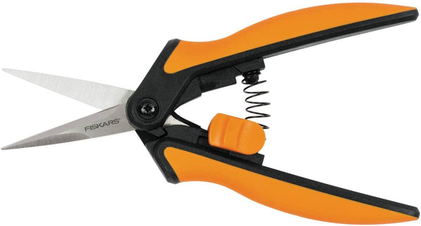 Fiskars Solid Snip Pruning Microtip SP13, Length: 21,5Cm, High-Quality Steel Blades/Plastic Handle, Black/Orange, 1051600