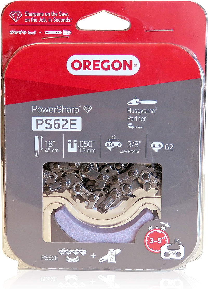 Oregon PS62E Powersharp Chainsaw Chain with Sharpening Stone, 62 Drive Links