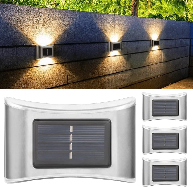 Solar Lights Outdoor Solar Security Lights Solar Optically Controlled Sensor Lights Wireless IP 65 Waterproof Outdoor Lights for Garden Fence Patio Garage (6 LED 4 Pack)