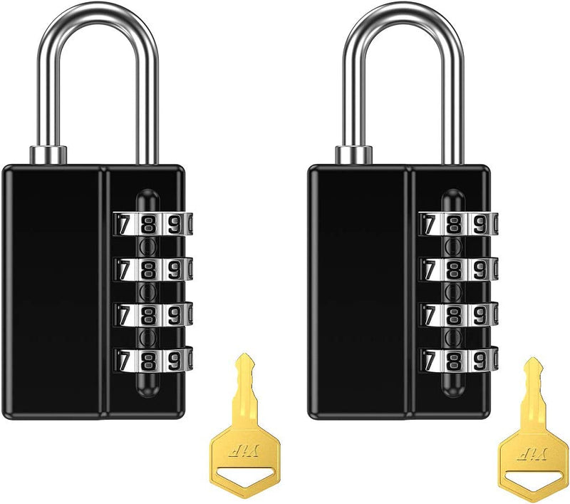 (2022 Newest) 2 Pack Combination Padlock, 4 Digit Resettable Security Padlock with Keys, Waterproof Gate Lock for School, Gym or Sports Locker, Fence, Toolbox, Case, Hasp Storage