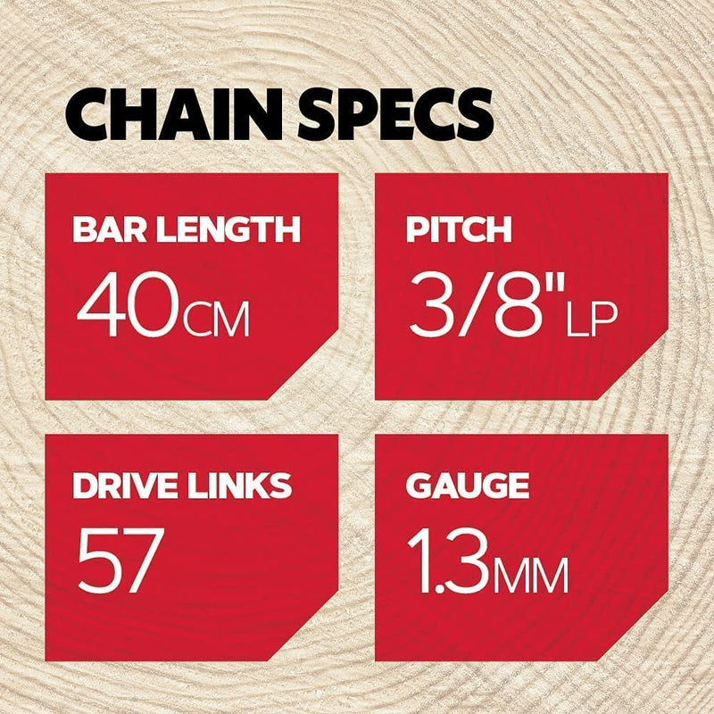 Oregon 91P 3-Pack Chainsaw Chain for 16-Inch (40 Cm) Bar -57 Drive Links – Low-Kickback Chain Fits Titan, Gardenline, Black & Decker and More (91P057X3)