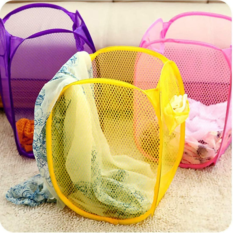 5Pcs Pop up Mesh Washing Laundry Basket Bag Foldable Bin Hamper for Toy Tidy Storage Organiser Organizer