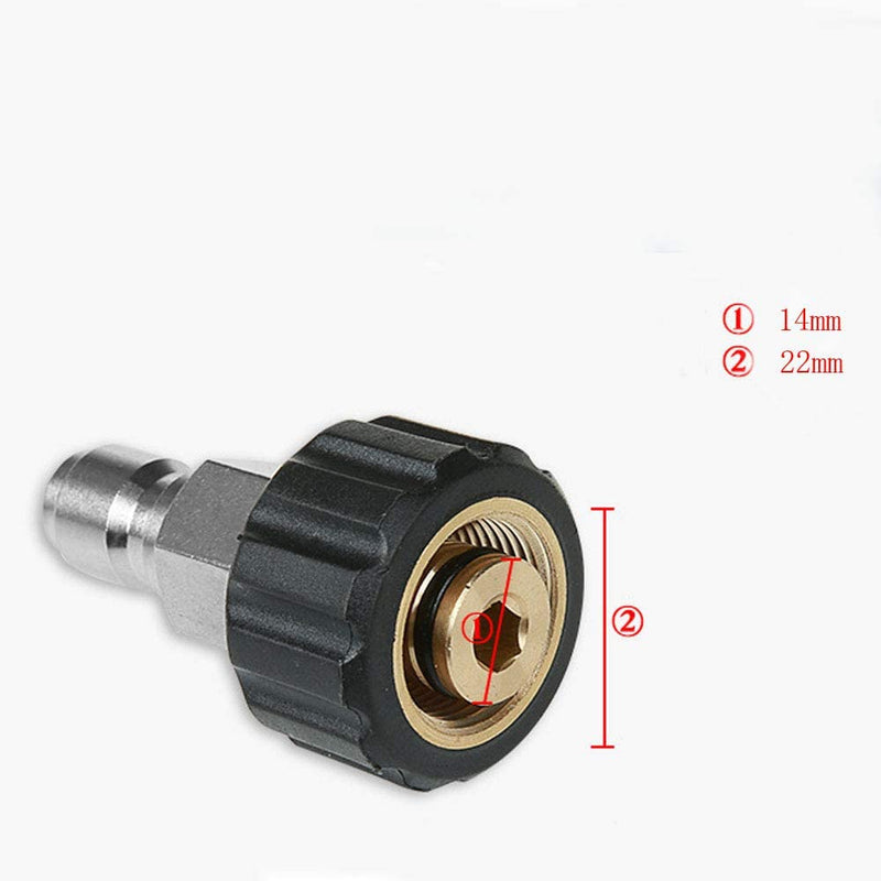 NUZAMAS High Pressure Washer Connector M22 Thread to 3/8', Inner Pin 14Mm, Quick Connector Brass Internal Thread Hose Pipe Connecting Parts