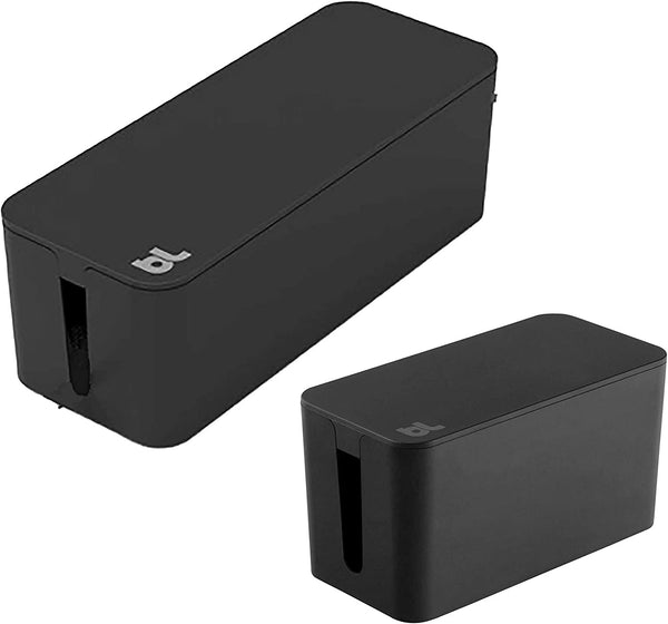 Bluelounge Cablebox Cable and Cord Management System - Set of 1 Large and 1 Mini Box - Black
