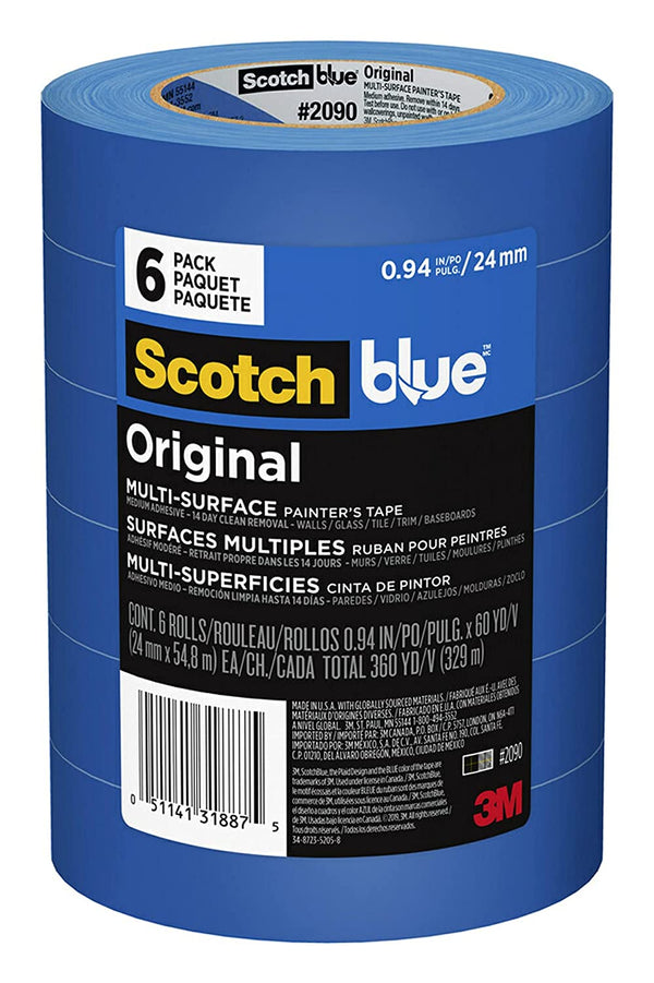 Scotchblue Painter'S Tape Original Multi-Surface, .94-Inch X 60-Yard, 6 Rolls
