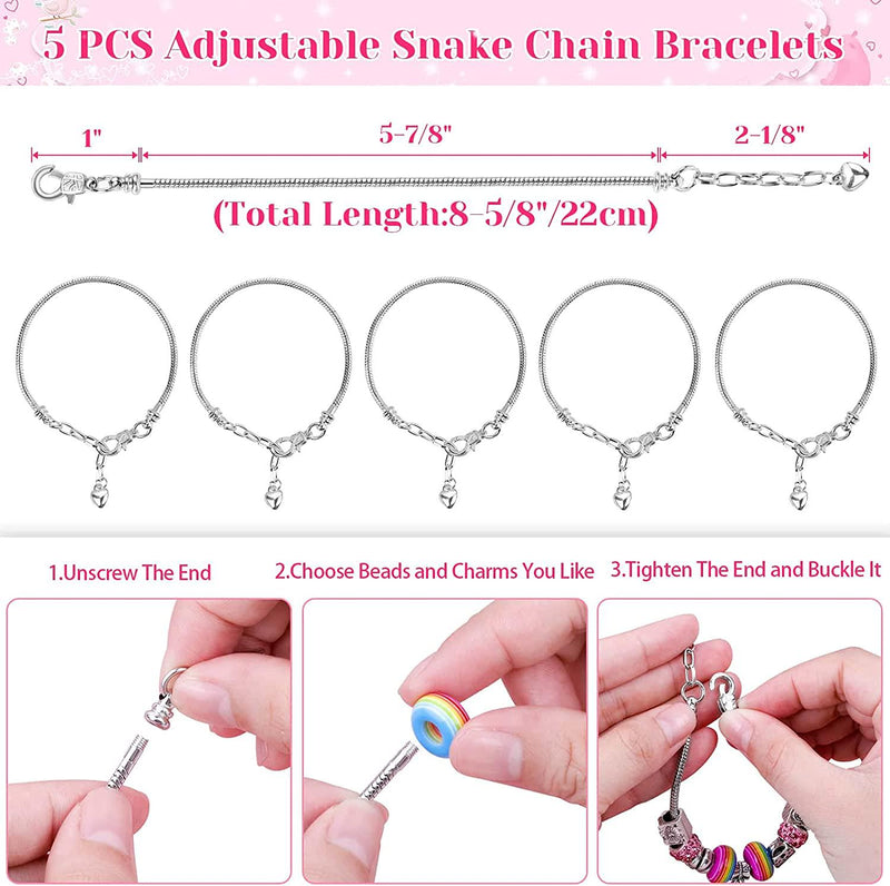 Bracelet Making Kit for Girls, 85PCs Charm Bracelets Kit with Beads,  Jewelry Charms, Bracelets for DIY Craft, Jewelry Gift for Teen Girls 