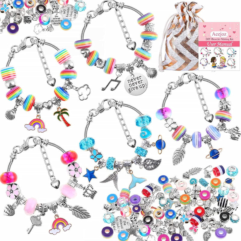 Amazon.com: Flasoo DIY Charm Bracelet Making Kit, Jewelry Making Kit for  Teen Girls with Unicorn Mermaid Purple Stuff Craft Gift for Birthday,  Christmas, New Year