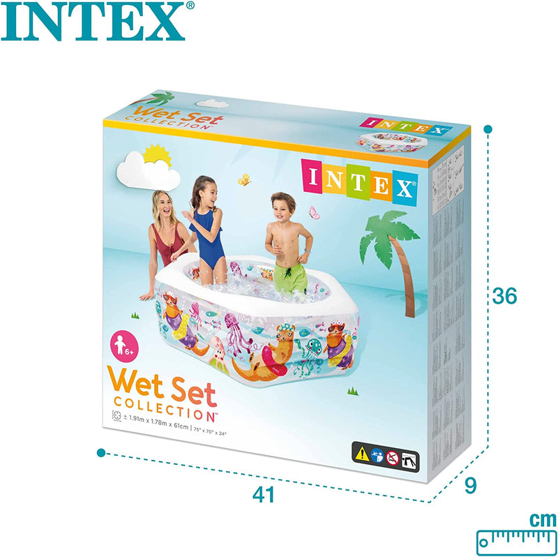 Intex Swim Center Ocean Reef Inflatable Pool, 75" X 70" X 24", for Ages 6+