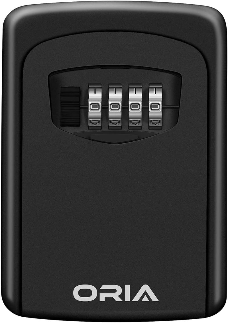 Key Lock Box, Wall Mounted Key Safe Box, Weatherproof 4 Digit Combination Key Storage Lock Box, 5 Keys Capacity for Indoor Outdoor, Small Size 3.66Inch（Black）