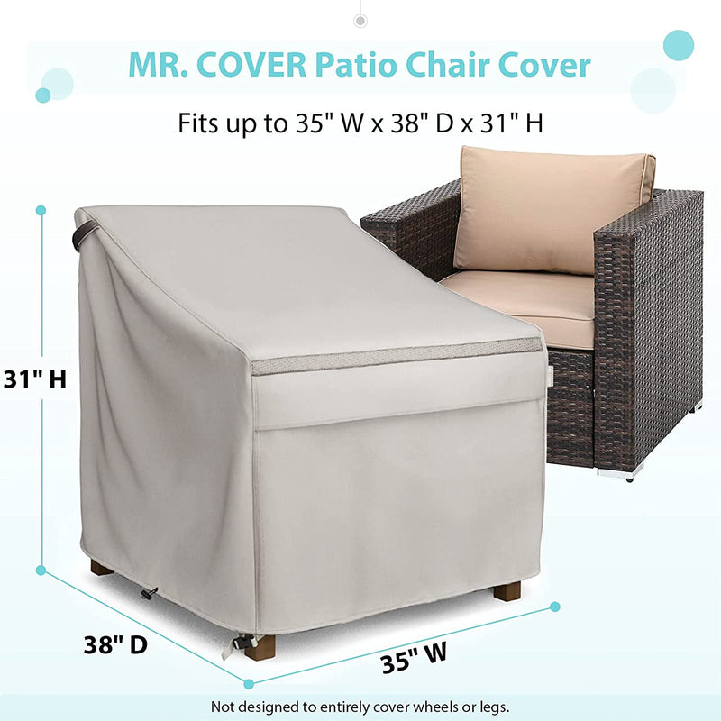 MR.COVER Waterproof Patio Chair Covers for Outdoor Furniture, 32W X 37D X 36H Inches, Heavier Material, Neutral Color, Amenre Series