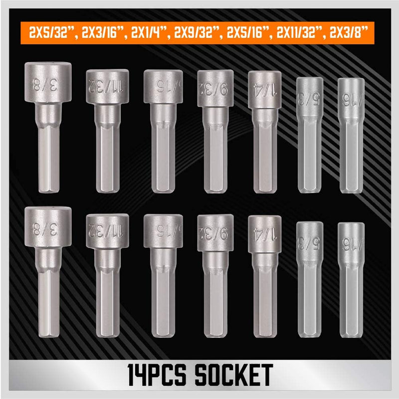 HORUSDY 122Pc Magnetic Screwdriver Set, Ratchet Handle Nut Driver Hex Key Socket Bits Phillips Flat Screwdriver Bits