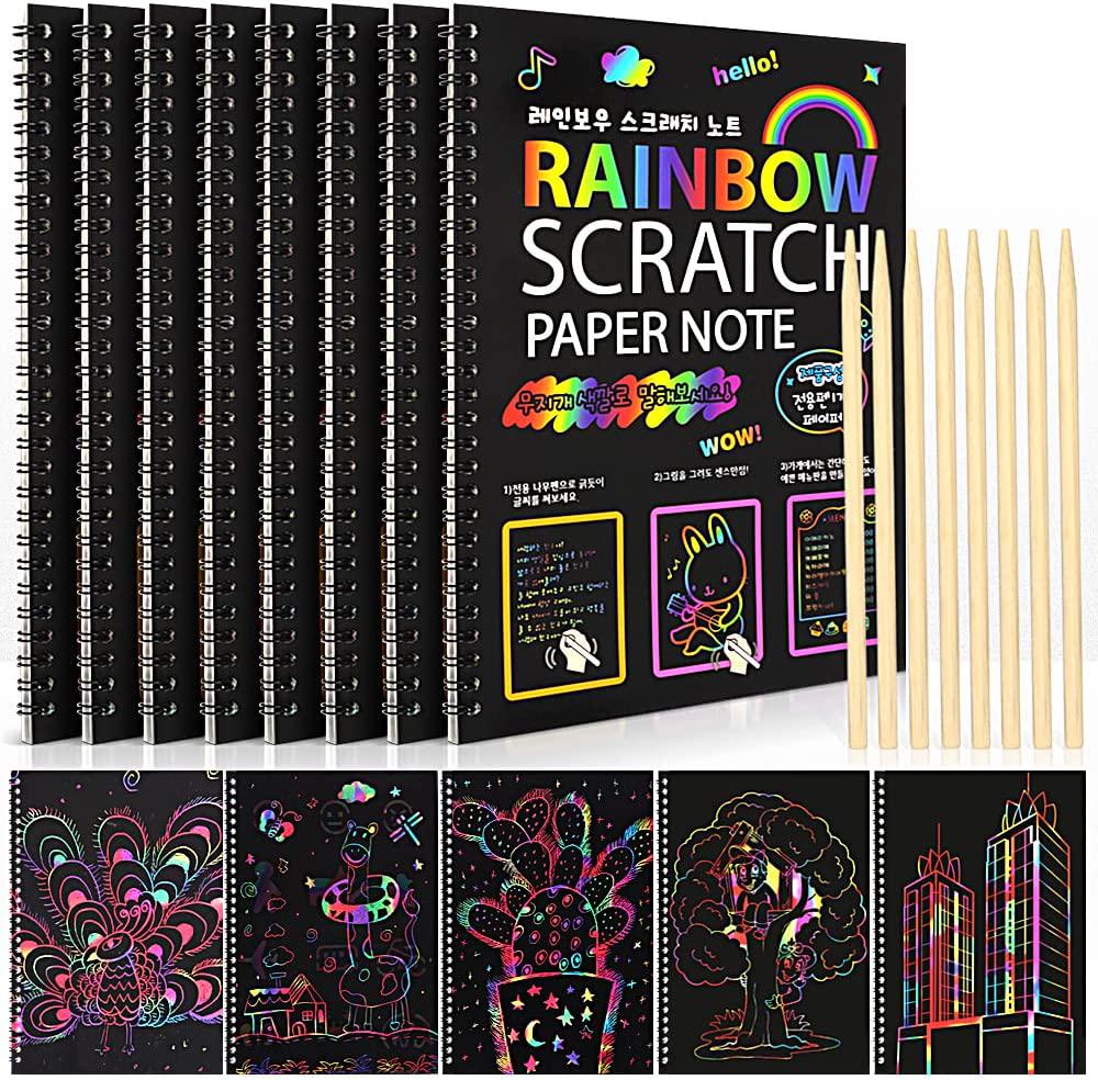 36 Pcs Scratch Notebooks,Rainbow Scratch Paper Notes,kids Scratch Art Drawing No