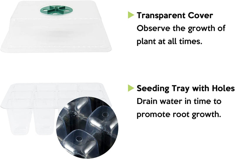Seed Starter Tray Kit Valuehall 120 Cells Grow Trays Mini Propagator Seedling Starter Tray Plant Starter Kit with Dome and Base Greenhouse Humidity Adjustable Plant Starting Kit V7E07