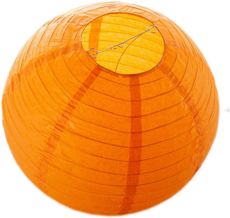 Decorative round Chinese Japanese Paper Lantern (6Pc) (Orange, 8 Inch)