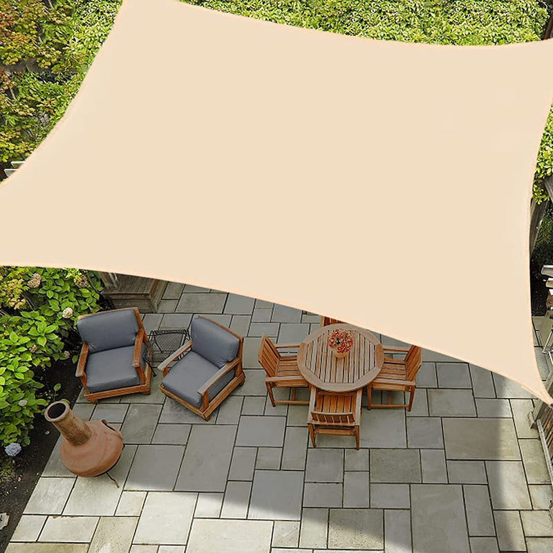 4 X 5M Sun Shade Sail, Rectangle 95% UV Blockage Canopy Awning for Patio Backyard Lawn Garden Outdoor Activities, Beige, Pergola Shade Cover