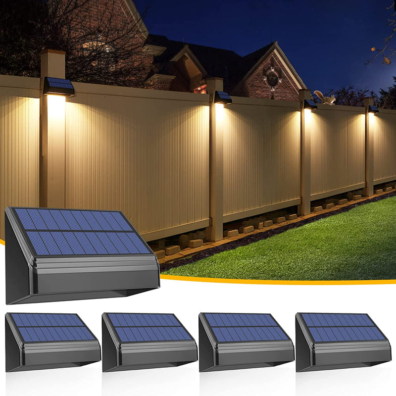 Aulanto Solar Fence Lights Outdoor Warm White and RGB Lock Mode, 4Pack Color Glow Solar Wall Lights Waterproof Solar Light for Fence，Outdoor Decor Solar Deck Lights for Wall ,Fence, Door, Yard, Garden