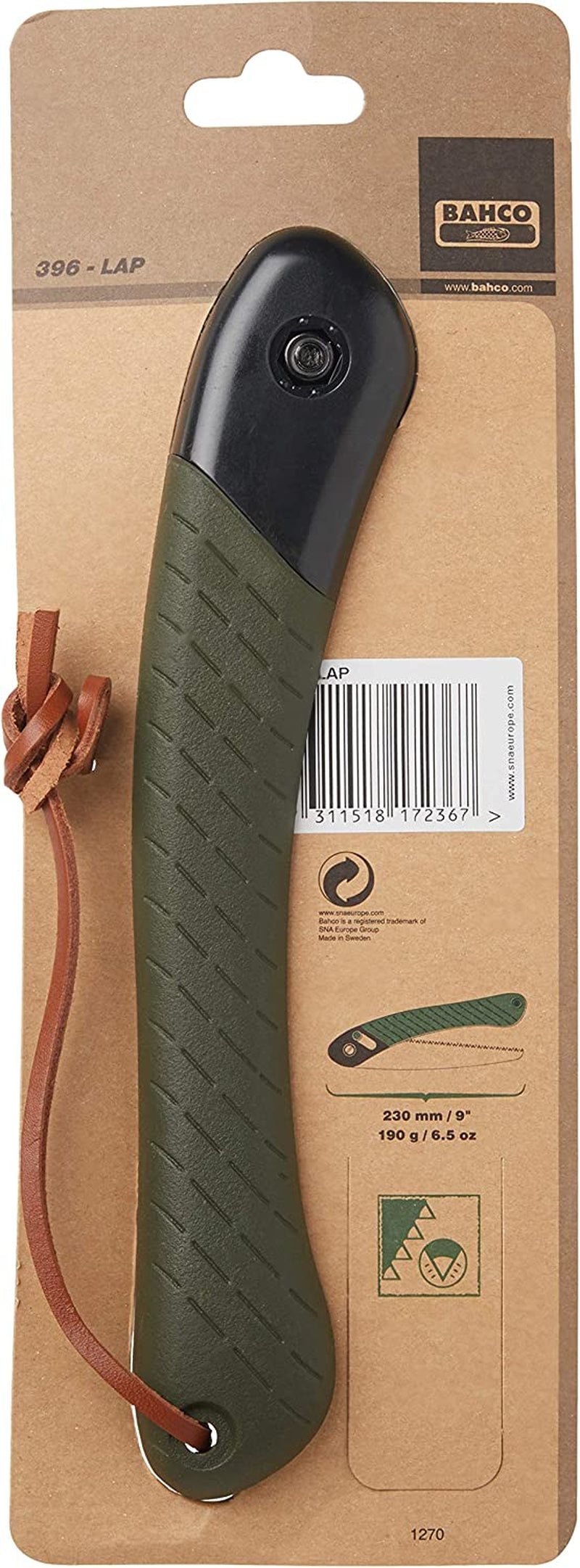 Bahco 396-LAP Laplander Folding Saw, 9-Inch Blade, 7 TPI, Black