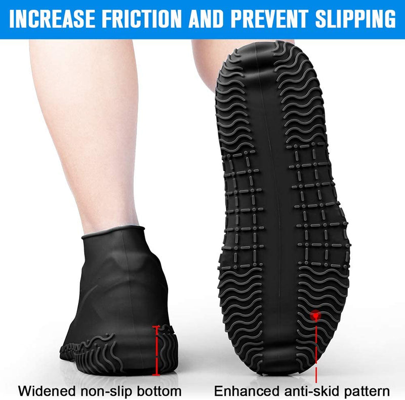 Shiwely Silicone Waterproof Shoe Covers, Upgrade Reusable Overshoes with Zipper, Resistant Rain Boots Non-Slip Washable Protection for Women, Men (M (Women 5.5-7.5, Men 5-6.5), White)
