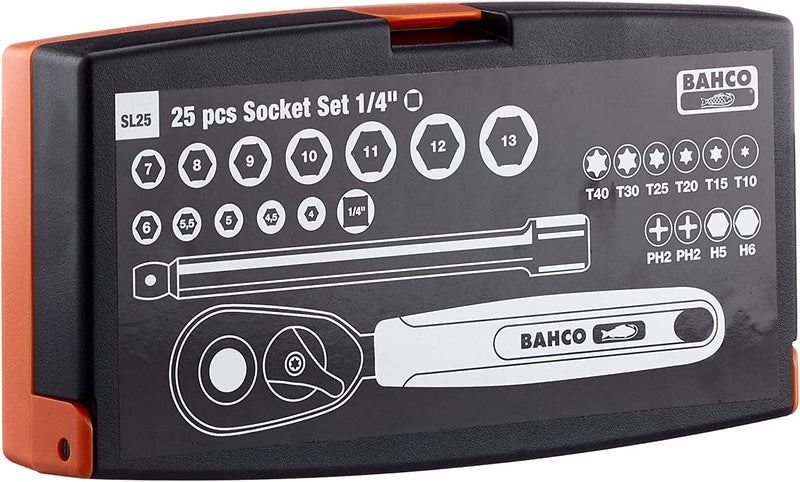 Bahco SL25 Socket Set 25 Piece 1/4 Inch Drive