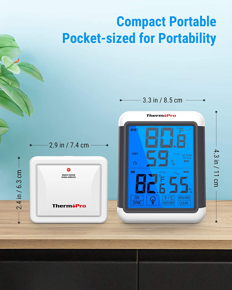 ThermoPro TP55 Digital Hygrometer Indoor Thermometer Humidity Gauge with Jumbo Touchscreen and Backlight Temperature Humidity Monitor