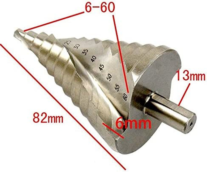 NUZAMAS HSS Spiral Step Drill Bit | Multi Hole Cutter | 6Mm-60Mmtotal 12 Steps Sizes Hole Cutting, Enlarge, Metal Sheet, PCV, Woodworking