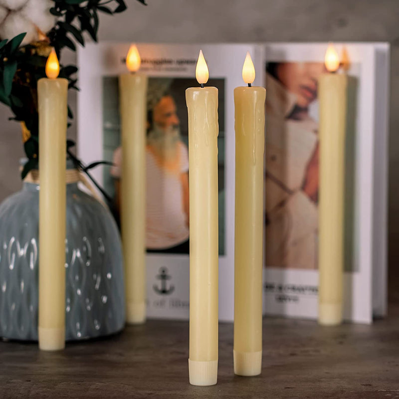  LampLust 7 Inch Flameless Taper Candles - Realistic 3D Flame