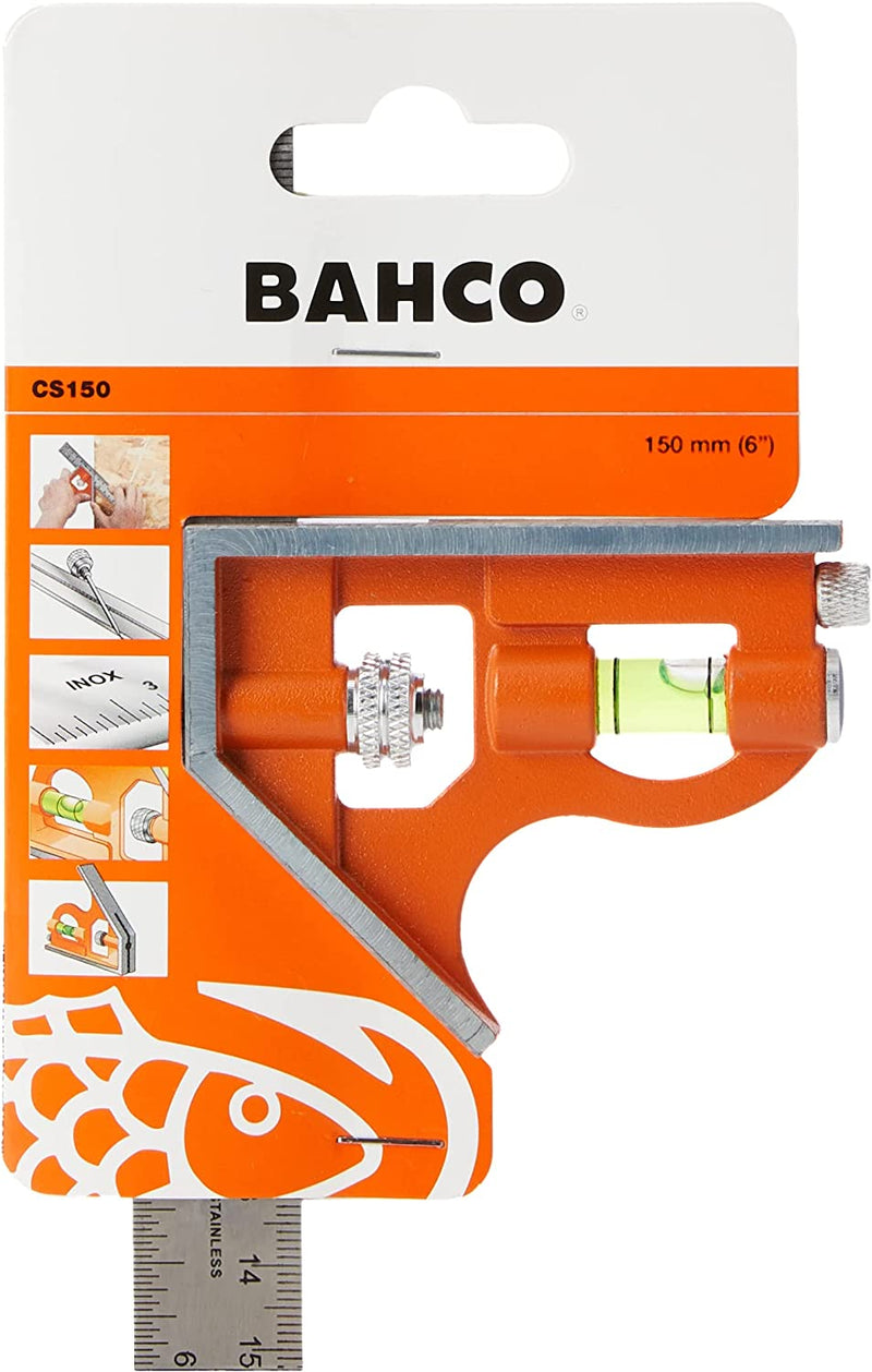 Bahco CS150 150 Mm Combination Square, Orange