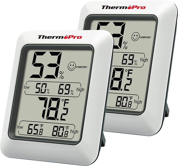 Thermopro TP50 2 Pieces Digital Hygrometer Indoor Thermometer Room Thermometer and Humidity Gauge with Temperature Humidity Monitor