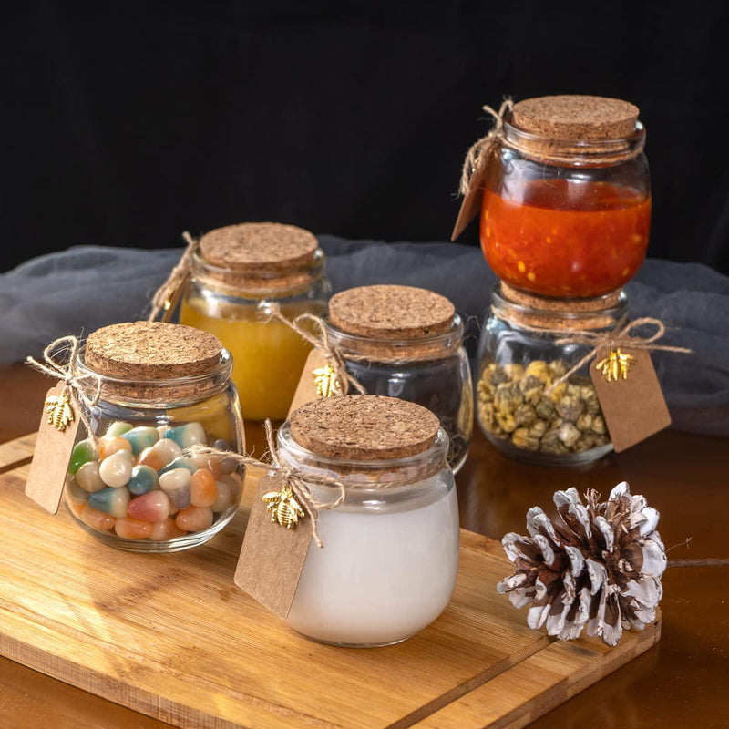 30 Pack, 7 oz Glass Favor Jars with Cork Lids, Glass Pudding jars, Glass  Contain