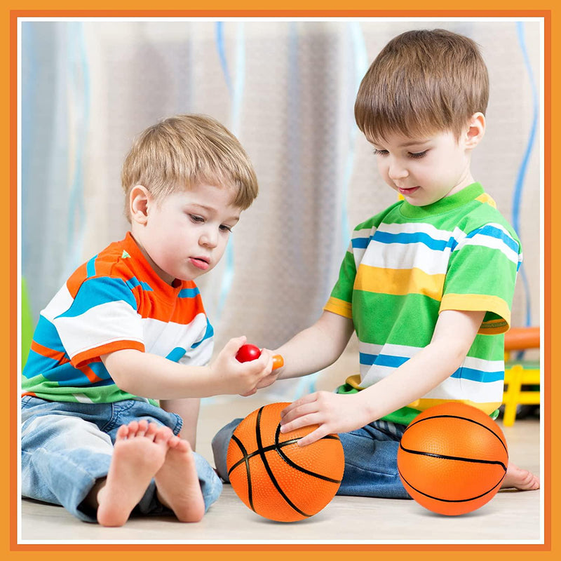 9 Pieces Toy Basketball Set Inflatable 6 Inch Miniature Basketball with 1 Pump and 1 White Red Basketball Storage Bag PVC Outdoor Indoor Mini Basketball Ball Net Storage for Party Favor (Orange)